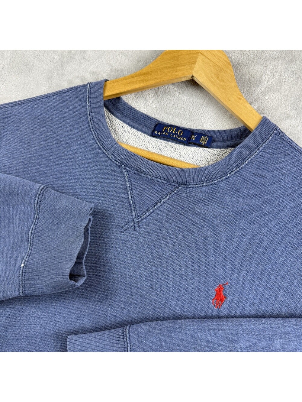 Polo Ralph Lauren Fleece Crewneck Sweatshirt Blue Pony Mens XL Crewneck Classic